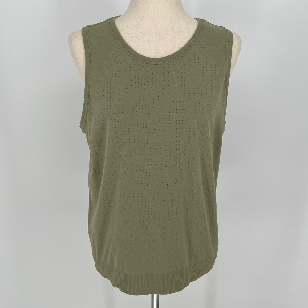Athleta‎ Womens Seamless Perforated Tank Top Size M Olive Green Activewear Gym